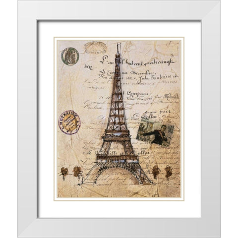 La Tour Eiffel White Modern Wood Framed Art Print with Double Matting by Jardine, Liz