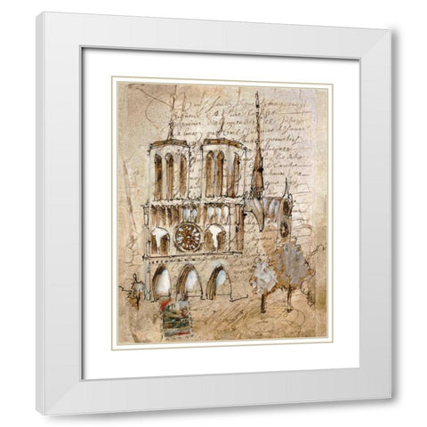 Notre Dame White Modern Wood Framed Art Print with Double Matting by Jardine, Liz