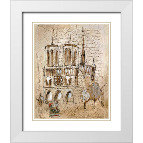 Notre Dame White Modern Wood Framed Art Print with Double Matting by Jardine, Liz