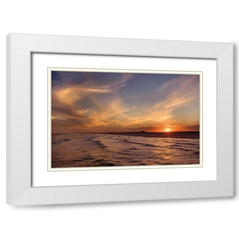 Corpus Christi Sunset White Modern Wood Framed Art Print with Double Matting by Jones, Mike
