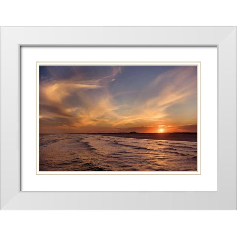 Corpus Christi Sunset White Modern Wood Framed Art Print with Double Matting by Jones, Mike