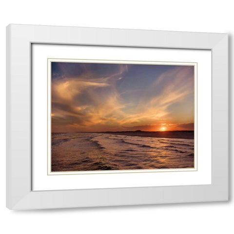 Corpus Christi Sunset White Modern Wood Framed Art Print with Double Matting by Jones, Mike