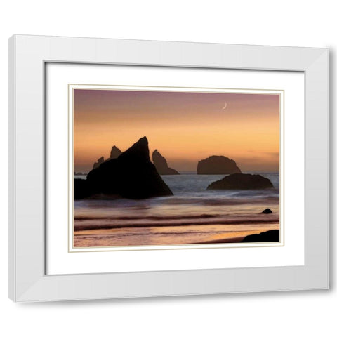 Moonset White Modern Wood Framed Art Print with Double Matting by Jones, Mike