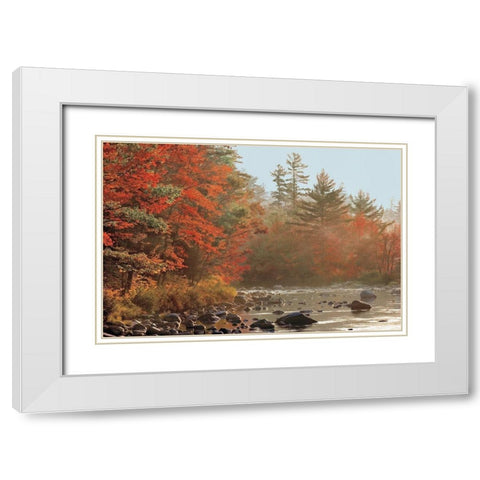 Foggy River White Modern Wood Framed Art Print with Double Matting by Jones, Mike