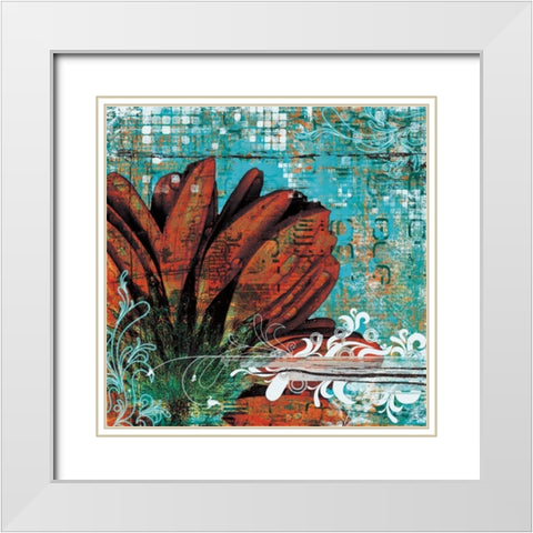 Graffiti Gerbera White Modern Wood Framed Art Print with Double Matting by Lazar Schuler, Christina