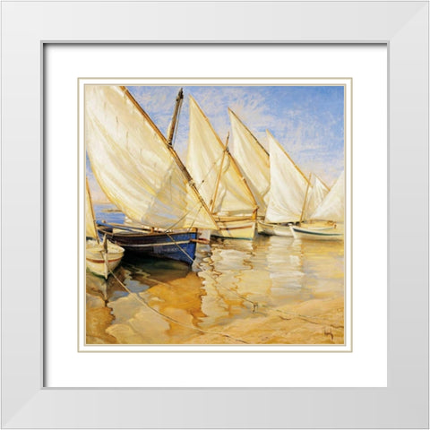 White Sails I White Modern Wood Framed Art Print with Double Matting by Laporta, Jaume