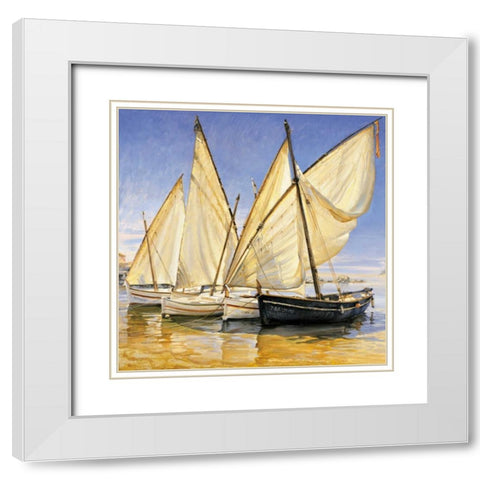 White Sails II White Modern Wood Framed Art Print with Double Matting by Laporta, Jaume
