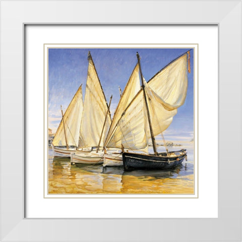 White Sails II White Modern Wood Framed Art Print with Double Matting by Laporta, Jaume