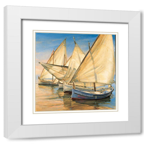 Windward Latin Sails White Modern Wood Framed Art Print with Double Matting by Laporta, Jaume
