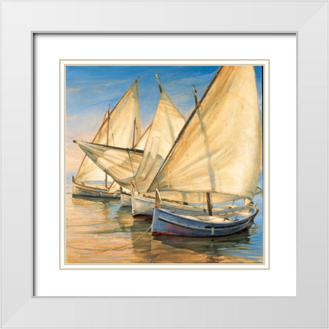 Windward Latin Sails White Modern Wood Framed Art Print with Double Matting by Laporta, Jaume