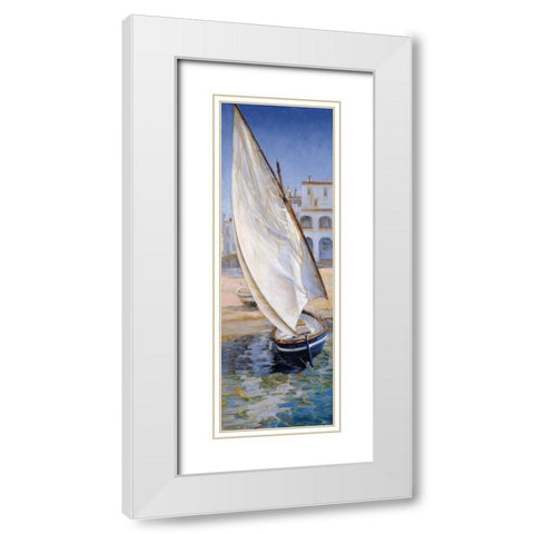 East Wind White Modern Wood Framed Art Print with Double Matting by Laporta, Jaume