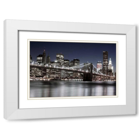Manhattan Reflections White Modern Wood Framed Art Print with Double Matting by Llovet, Jorge