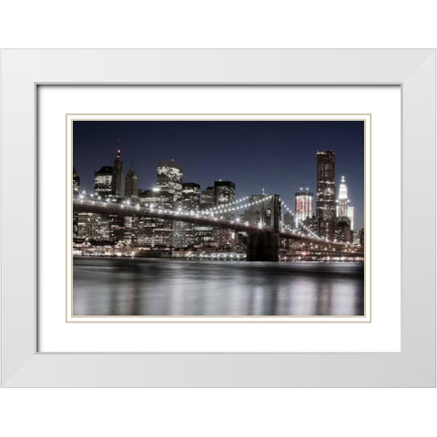 Manhattan Reflections White Modern Wood Framed Art Print with Double Matting by Llovet, Jorge