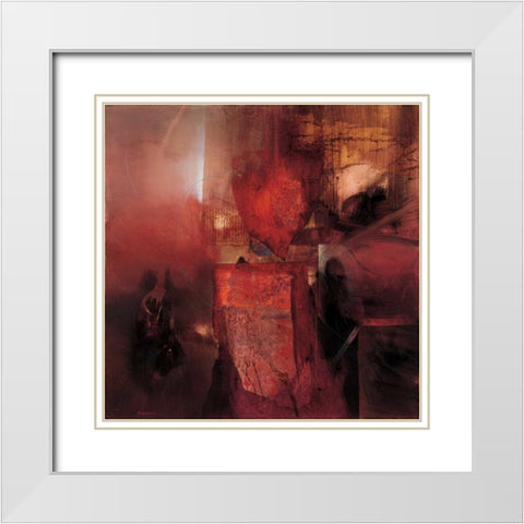 Burning Heart White Modern Wood Framed Art Print with Double Matting by Minestrini, Fausto