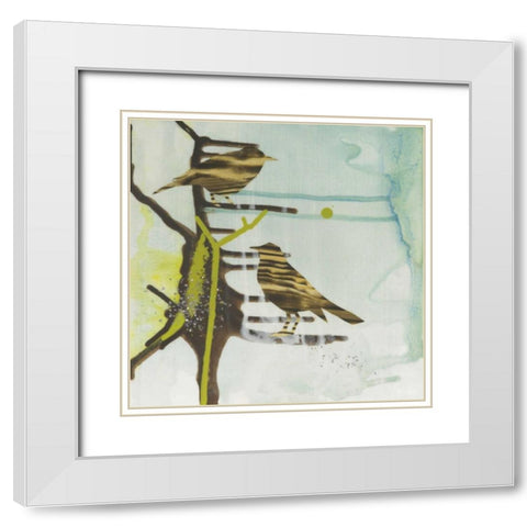 Chit Chat Chirp White Modern Wood Framed Art Print with Double Matting by Miller, Gina