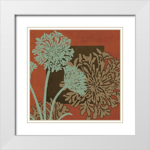Floral Silhouette in Red White Modern Wood Framed Art Print with Double Matting by MK Designs