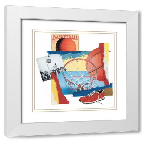 Hoop Shot White Modern Wood Framed Art Print with Double Matting by Markell, Melissa