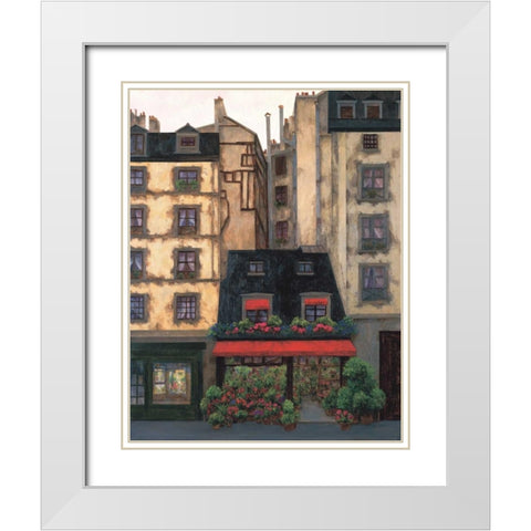 Flowers on the Boulevard I White Modern Wood Framed Art Print with Double Matting by Masdeu, Montserrat