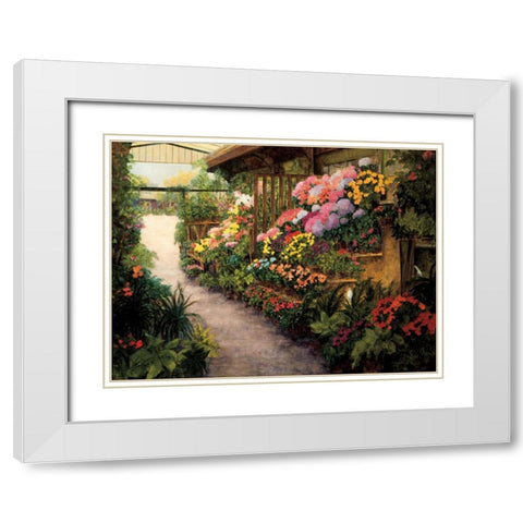 Spring Flower Market White Modern Wood Framed Art Print with Double Matting by Masdeu, Montserrat