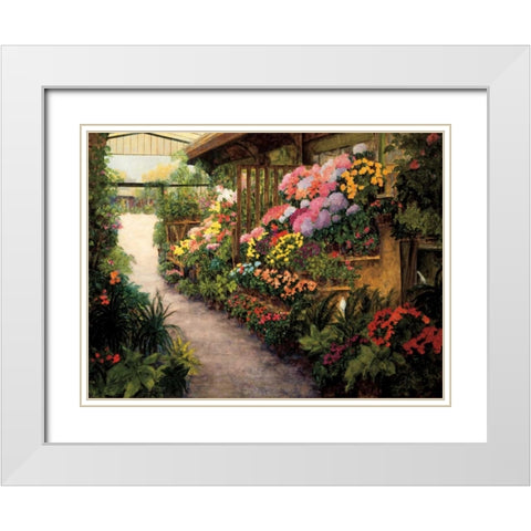 Spring Flower Market White Modern Wood Framed Art Print with Double Matting by Masdeu, Montserrat