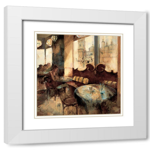 El Real Cafe White Modern Wood Framed Art Print with Double Matting by Martin, Noemi