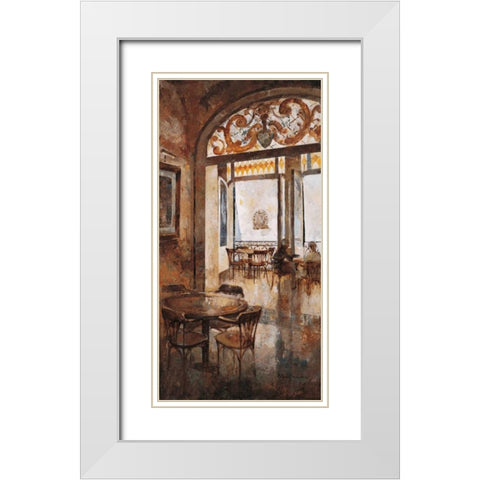 Grand Cafe Cappuccino I White Modern Wood Framed Art Print with Double Matting by Martin, Noemi