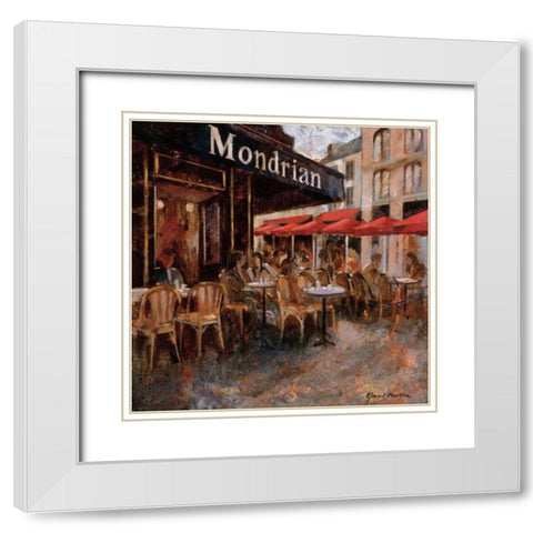 Mondrian Cafe White Modern Wood Framed Art Print with Double Matting by Martin, Noemi