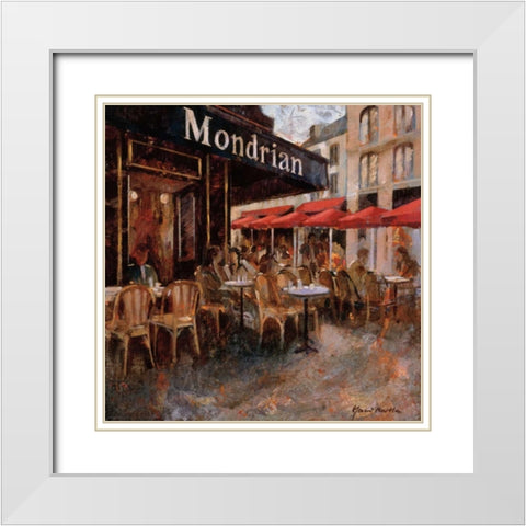Mondrian Cafe White Modern Wood Framed Art Print with Double Matting by Martin, Noemi