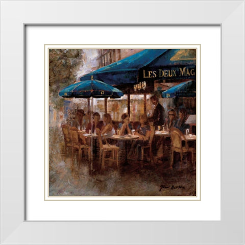 Les Deux Magots White Modern Wood Framed Art Print with Double Matting by Martin, Noemi