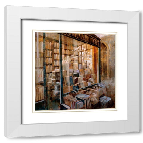 Librairie White Modern Wood Framed Art Print with Double Matting by Martin, Noemi