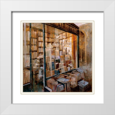 Librairie White Modern Wood Framed Art Print with Double Matting by Martin, Noemi