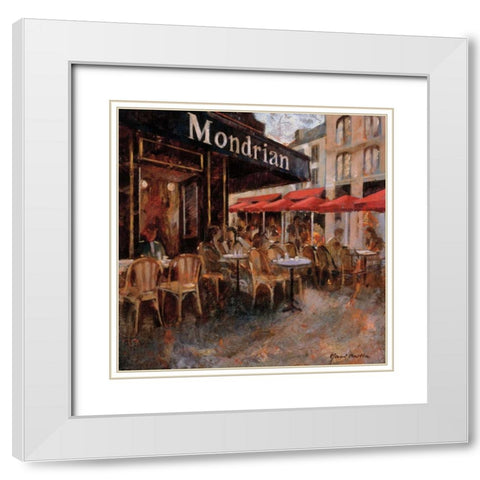 Mondrian Cafe White Modern Wood Framed Art Print with Double Matting by Martin, Noemi