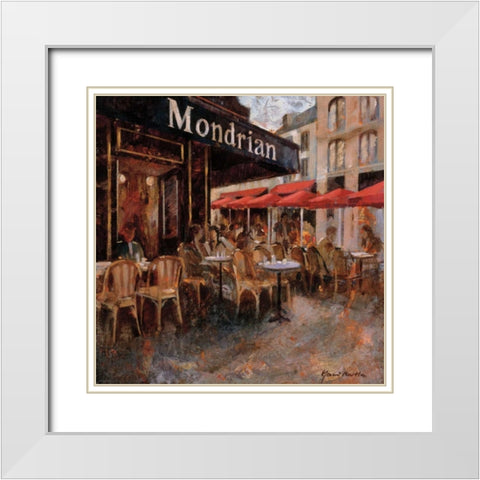 Mondrian Cafe White Modern Wood Framed Art Print with Double Matting by Martin, Noemi