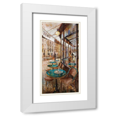 Terraza Cafe de Flore White Modern Wood Framed Art Print with Double Matting by Martin, Noemi