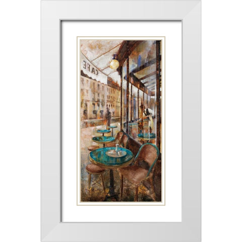 Terraza Cafe de Flore White Modern Wood Framed Art Print with Double Matting by Martin, Noemi