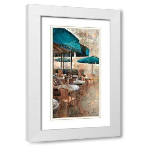 Terraza Cafe Les Deux Magots White Modern Wood Framed Art Print with Double Matting by Martin, Noemi