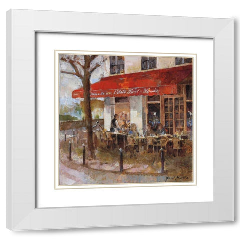 Cafe Saint-Louis White Modern Wood Framed Art Print with Double Matting by Martin, Noemi