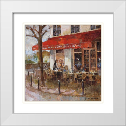 Cafe Saint-Louis White Modern Wood Framed Art Print with Double Matting by Martin, Noemi