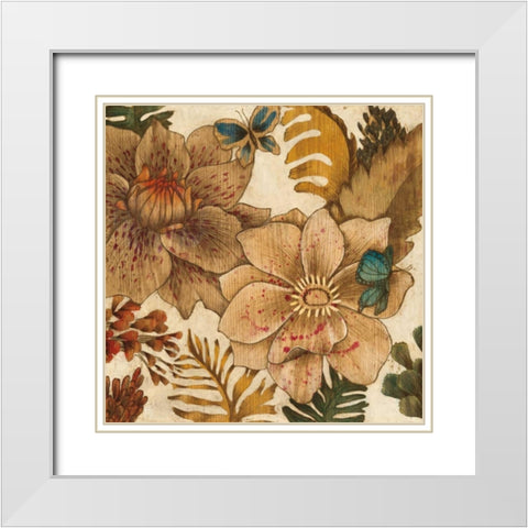 Fleurs De Bois White Modern Wood Framed Art Print with Double Matting by MAJA
