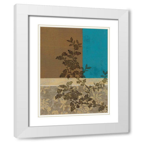 Peony Branch I White Modern Wood Framed Art Print with Double Matting by Nocito, James