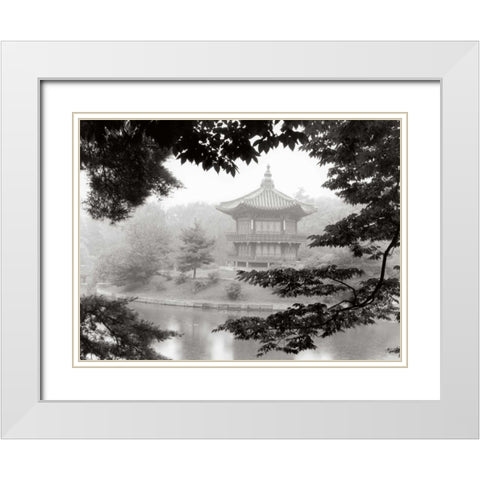 Lotus Pavillion I White Modern Wood Framed Art Print with Double Matting by Nagler, Monte