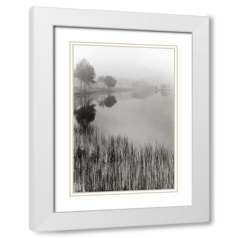 Lakeside Mist White Modern Wood Framed Art Print with Double Matting by Nagler, Monte