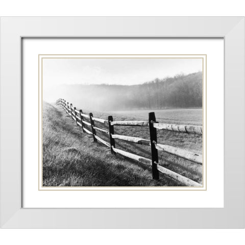 Vanishing Fence White Modern Wood Framed Art Print with Double Matting by Nagler, Monte
