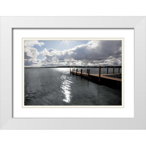 Sunrise at Crooked Lake  White Modern Wood Framed Art Print with Double Matting by Nagler, Monte