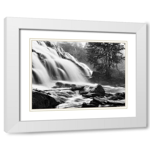 Bond Falls and Rocks White Modern Wood Framed Art Print with Double Matting by Nagler, Monte