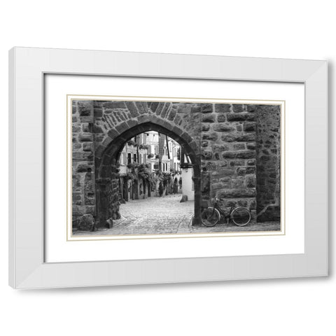 Bicycle of Riquewihr White Modern Wood Framed Art Print with Double Matting by Nagler, Monte