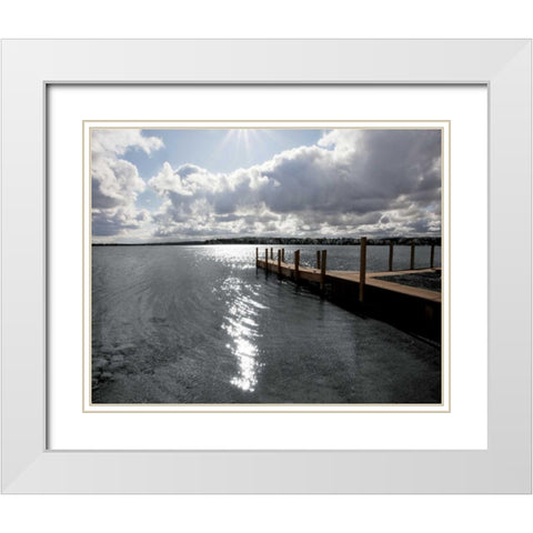 Sunrise at Crooked Lake White Modern Wood Framed Art Print with Double Matting by Nagler, Monte