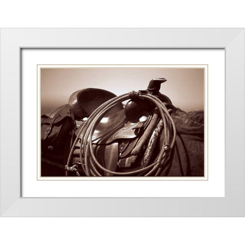 Saddling White Modern Wood Framed Art Print with Double Matting by OMara, James