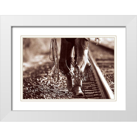 Walking White Modern Wood Framed Art Print with Double Matting by OMara, James