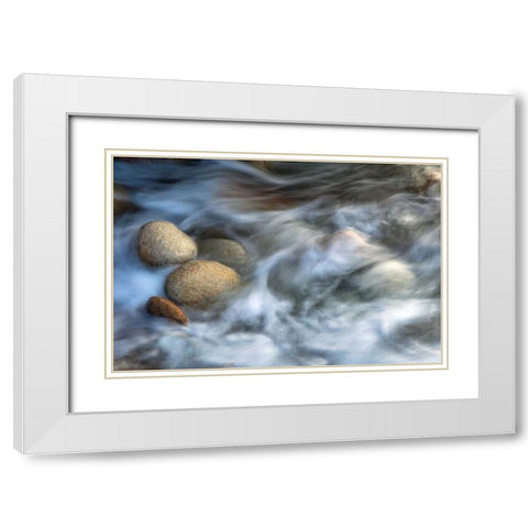 Stones and Waves White Modern Wood Framed Art Print with Double Matting by Ortega, Xavier